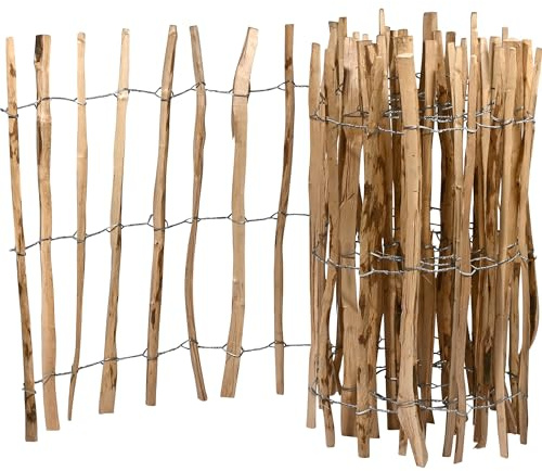 dobar® Stort staket | rabattkant för utomhusbruk | dekorativt insynsskydd av skalat hasselnötsträ | staket | staket | trädgårdsstaket | 50 x 200 cm | natur