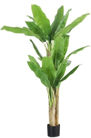 OXOAMP Faux Arbre Bananier Artificiel Grandes Plantes Tropicales Fausses Feuilles en Plastique Monstera Feuilles Musa Arbre for Salon Chambre Décoration de Maison(180cm)