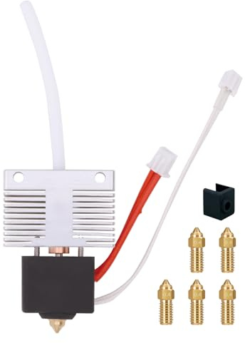 Hotend Kit for Elegoo Neptune 4, Neptune 4 Pro, 3D Printer Print Head Extruder Hot End Kit Heating Block Kit with 5PCS Extra 0.4mm Brass Nozzle Kit and 1 PCS Silicone Cover