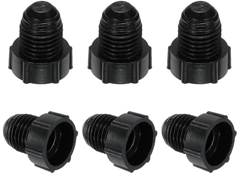 PATIKIL Tapón Roscado de Plástico de 1/4, 6 Pcs Tapones de Válvula de 45 Grados con Rosca Macho 7/16-20Unf para Tuberías de Aire Acondicionado, Líneas de Gas Hidráulico, Negro