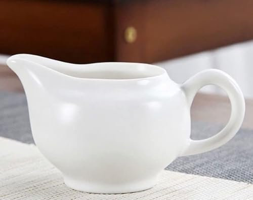 QMOWIZ Sauciere Milchkännchen mit Griff Mini Classic Pure White Ceramic Creamer Small Coffee Milk Creamer Pitcher Sosenbehälter