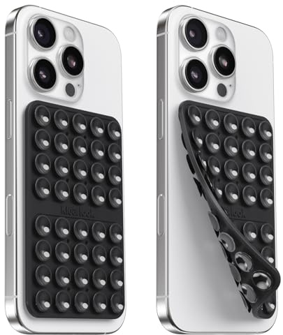 Klearlook Silicone Suction Phone Case, 2 Pack Double Sided Suction Phone Case with Higher Suction for Cell Phone, Hands-Free Calling, Selfie and Video Holder, Black