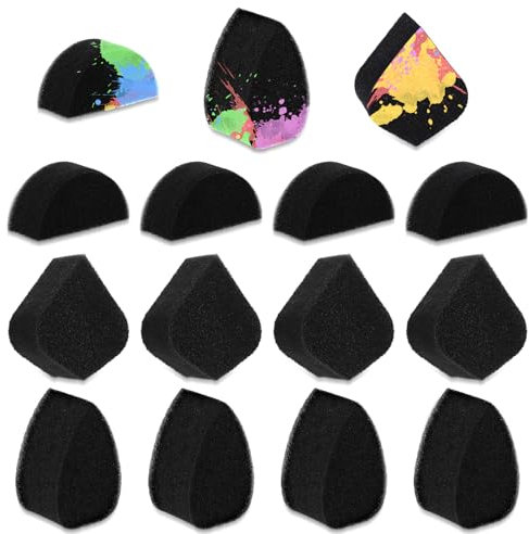 Set di 15 spugne per pittura del viso, spugne nere ad alta densità, per pittura del corpo, a mezzaluna, in spugna artificiale, per adulti