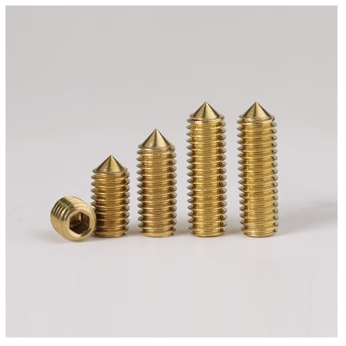 Haroar 3 Stück/5 Stück M6 x 6 mm ~ 20 mm reines Messing Innensechskant-Stellschrauben mit Kegelspitze Madenschrauben Madenschrauben DIN914(5Pcs M6x6)