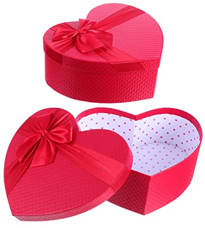 Ciieeo Herz Geschenkbox 2st Verpackung Herzen Vorhandener Herzförmig Schmuckkästchen Deckel Favorisieren Karte Gegenwärtig Schmuck-organizer-ständer Rot Papier Geschenkbox