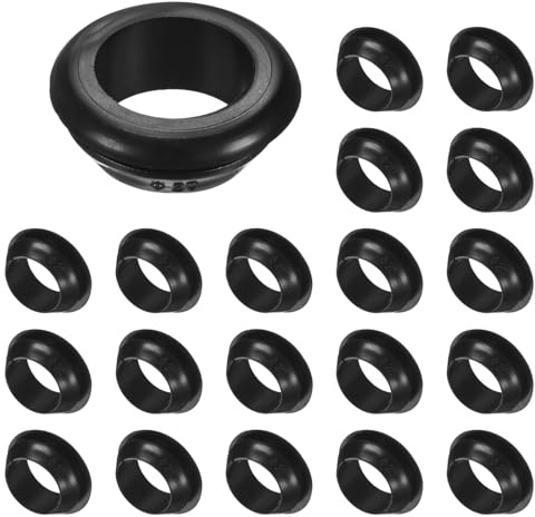 M METERXITY 20-Pack Cable Railing Rubber Grommets, 20mm Drill Hole 16mm ID Eyelet Ring Gasket for Wiring, Wire Cable, Automotive, Metal Cable Railing Post, Car Grommet [Black]