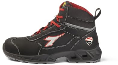 Diadora Utility Shark Engine Mid S3S FO SR ESD, skyddsskor unisex-vuxen, svart/röd, 41 EU, Svart röd, 41 EU