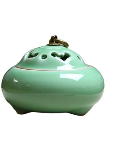 HAGJII Ceramica Porta Aglio con Piano Ventilato Cucina Vaso per La Conservazione, Contenitore per La Freschezza, Risparmio di Spazio Organizzatore per Dispensa(B)