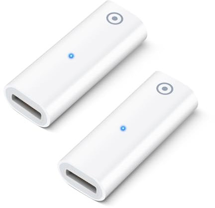 BORLTER CLAMP Adaptateur de Chargeur pour Apple Pencil 1st Génération 2Pcs, Adaptateur de Chargeur Lightning Femelle vers Femelle avec indicateur, Compatible avec Le câble de Chargeur Lightning mâle