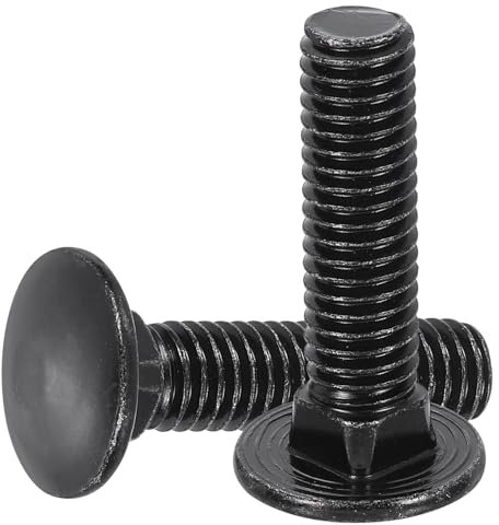 sourcing map 50Pcs Carriage Bolts, 3/8-16x2 Carbon Steel Round Head Square Neck Screws Bolt Screw for Fastening Accessories - Black