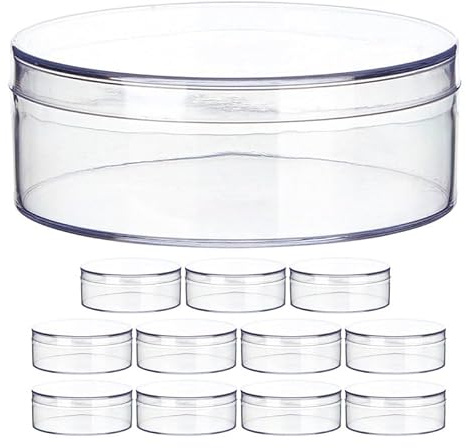 COLLBATH Scatole Trasparenti Rotonde 12 Pezzi 8Cm Contenitori Organizer per Caramelle Gioielli Perline Oggetti per Feste Matrimonio Compleanni Decorazioni e Regali