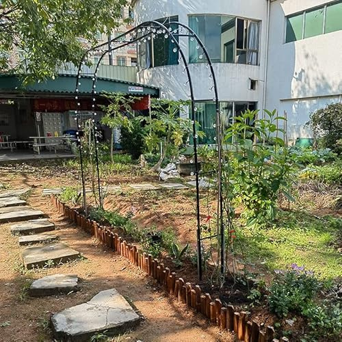 Black Metal Garden Arch for Climbing PlantsPergola Trellis Wedding Arbor for Roses & Grapevines Outdoor Support Rack Decoration W300 x H220cm