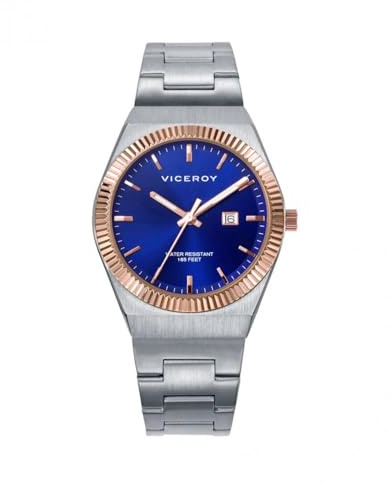 Viceroy Reloj Mujer 401296-37 – Caja Bicolor Acero e IP Rosa, Esfera Azul, Movimiento de Cuarzo, Brazalete de Acero, 34mm, 5 ATM