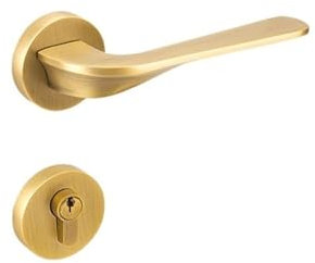 Serratura for porta della camera da letto in ottone, serratura magnetica for interni, maniglia for porta con serratura magnetica retrò francese dorata(Brass)