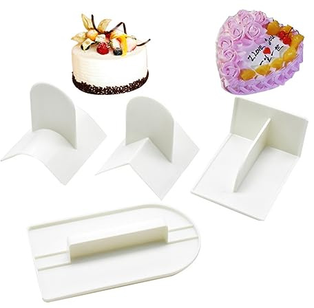 OUNONA 4pezzi Spatole Pasticceria per Torte Raschietto e Lisciatore per Fondente di Spatola per Superficie Raschietto per Angoli Gomito e Retto Utensili in Plastica Alimentare Sicura Lava