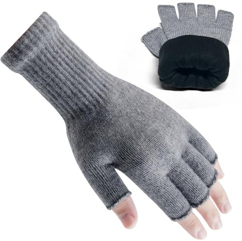 Rahhint Alpaka Wolle Fingerlose Winterhandschuhe Doppellagig - Elastische, Atmungsaktive & Wärmendehandschuhe zum Tippen, Arbeiten, Fahren - Thermo Handschuhe für Büro, Homeoffice und Freizeit