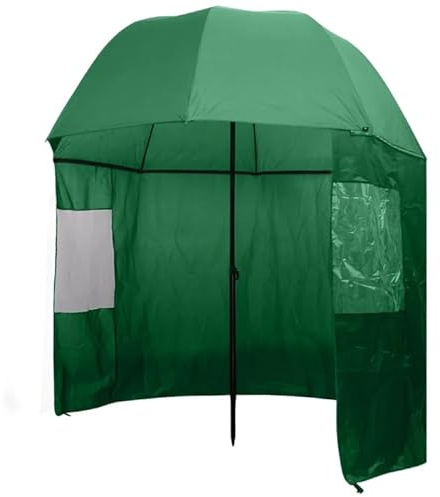Angelschirm 3m Schirmzelt Angelzelt:Regenschirm Sturmfest,Grün 300x240 cm,Abnehmbar, Schnell Aufspannbar, Langlebig mit Seitenwand und Zwei Sichtfenstern Schirmzelt