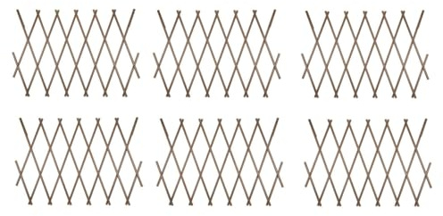 Invero Brown Garden Trellis PVC Plastic Expanding Plants Wall Fence Panel 6ft x 40cm - 6 Pack
