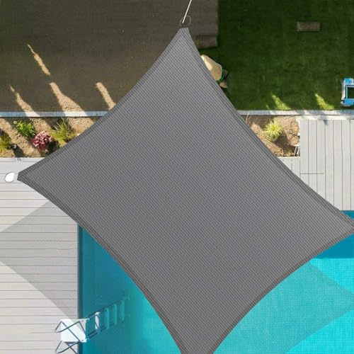 Tenda a vela resistente 2 x 6 m, colore grigio, blocco UV 90%, permeabile all'acqua, per patio, giardino, pergolato, posto auto coperto, soluzione ombreggiante