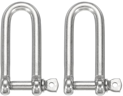sourcing map 2 grilletes de arco de acero inoxidable, 20 mm de largo, en forma de D, grilletes de tornillo grandes para barco, velero, cadena, cierre de aparejo, joyería de paracaídas, aparejos