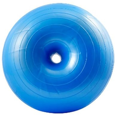 Crevyteg Ballon donut de gym 50 cm – Siège flexible et antidérapant pour yoga, pilates, gainage, équilibre – Adapté enfants et adultes – Idéal sport, bureau, classe – Pompe incluse – Bleu avec pompe