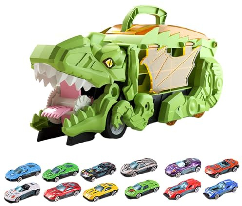 mophrati de Juego transformable Dino Car 3 4 5 6 7 para niños, Juguete Que fomenta el Crecimiento Educativo y el Descubrimiento lúdico, Coche Deslizante, camión de Juguete para niños, Pista