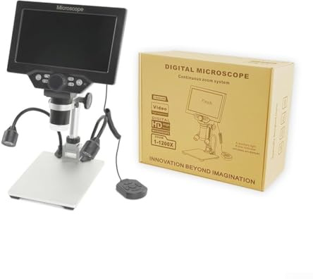 Digitales Mikroskop mit 7 Zoll LCD Display, 1080P HD-Kamera, 1200X Vergrößerung, USB Anschluss für PC, einstellbare LED Beleuchtung für Löten und Inspektion