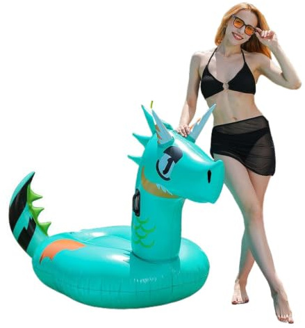 Inflatable Pool Floats, Dragon Water Toy Ride On, Animal Swim Ring Float Set, PVC Outdoor Lake Tubes, Summer Party Floating Leisure Gear, Women Men Kids Use for Beach River 68.9x43.31x35.43 inches