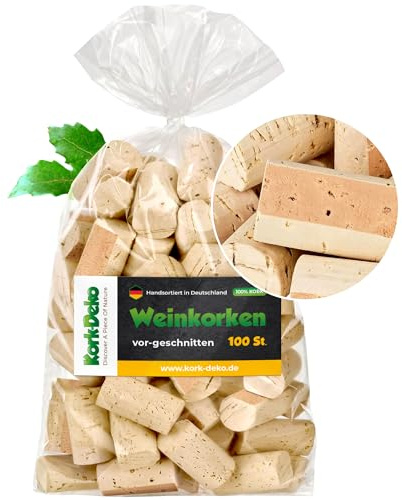 100 vor-geschnittene, neue Weinkorken zum Pinnwand-Bau | Naturkorken (Flaschenkorken) aus Weinflaschen, bereits fertig geschnitten, zum Basteln und Dekorieren (Pinnwand bauen | DIY | Bastel)