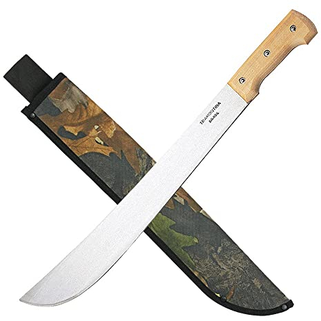 Tramontina Machete 18 Zoll Full-Tang Carbonstahl Klinge mit Holzgriff und Nylon-Gürtelscheide