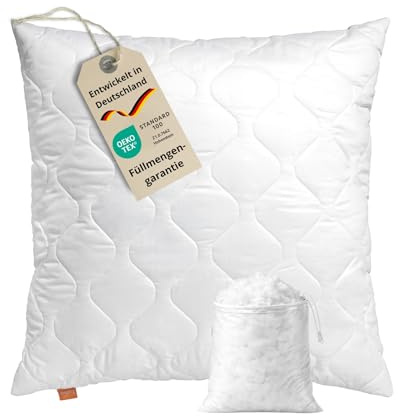 sleepling 195863 Komfort 100 Oreiller| Oeko-Tex, Lavable à 60 degrés, fabriqué en EU, Garantie de Remplissage, Garantie de Taille, 65 x 65 cm, Blanc