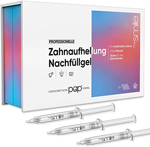 New & Upgraded mysmile Teeth Whitening Gels 8 Refills - Sensitivity & Peroxide-Free - Pap+ Teeth Whitening Gel -Enamel-Safe Syringes - Vegan stain remover gel with chamomile not Teeth whitening strips