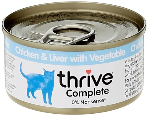 thrive Katze Complete - 100% Katzenvollnahrung Hühnchenbrust & Hühnchenleber mit Gemüse (12-er Pack)