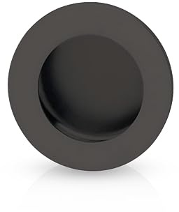 Gedotec Schiebetür Griff Muschelgriff versenkt - Griffmuschel Schiebetür Schwarz matt LADY BLACK - Griffschale rund Ø 60 mm - Schiebetürbeschlag zum Einlassen, Möbelgriff Griffmulde