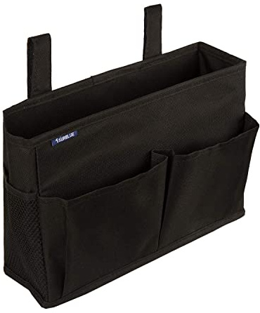 Surblue Caddy Hanging Organizer Bedside Storage Bag for Bunk and Hospital Beds, Black, Small