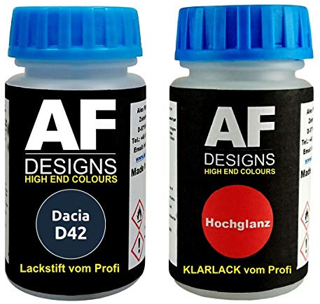 Alex Flittner Designs Lackstift-Set für Dacia D42 Bleu Navy | Lackstift Set geeignet für Farbcode: D42 und Farbname: Bleu Navy