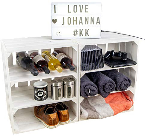 Kistenkolli Altes Land 2er Set Obstkiste Johanna Aufbwahrungsbox Weinkisten Regalkisten Aufbewahrungskisten Standregal Weinkisten Holzkisten Bücherregal Weinregal