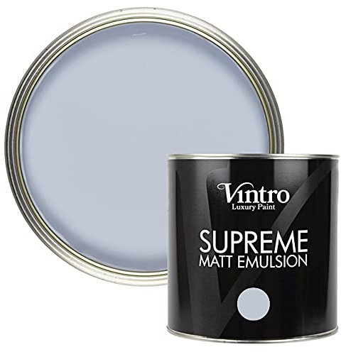 Vintro | Luxury Matt Emulsion | Sky Blue | Smooth Chalky Finish | Multi Surface Paint | for Walls, Ceilings, Wood and Metal 2.5L (Georgian Sky)