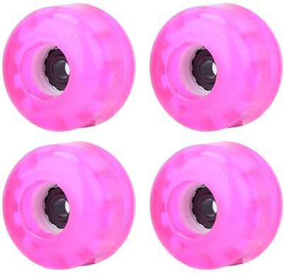 Cyrank 4 PCS Roues Clignotantes De Planche à roulettes Rose, Roues De Skate Longboard Roues De Patins à roulettes Lumineuses Roues De Rechange pour Skateboard