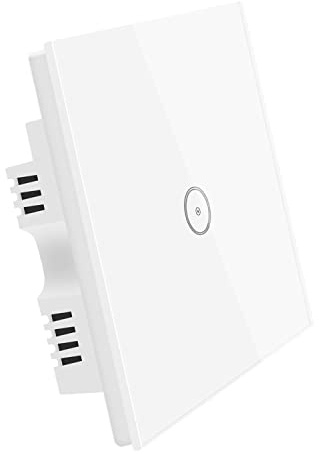 WiFi Smart Light Switch, 1 Gang Touch Wall Switch, Compatible with Amazon Alexa/Google Home, APP Remote/Voice Control, Timer, Neutral Wire Required, White