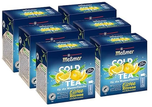 Me?mer Cold Tea Eistee Zitrone 6er Pack | Sommertee | Kaltaufguss | 6 x 14 Pyramidenbeutel