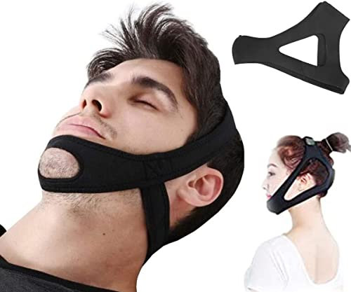 Orthèse anti-ronflement, correcteur de bandage élastique confortable anti-ronflement pour jugulaire, réduit le ronflement, protège-dents contre le bruxisme nocturne pour homme ou femme - Noir