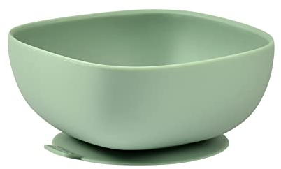 BÉABA, Bol de Silicona con Ventosa, Cuenco para Bebés y Niños, Antideslizante, Antivuelco, Se adhiere a la perfección a la mesa y bandeja de la trona, Microondas, Comida Infantil, verde salvia