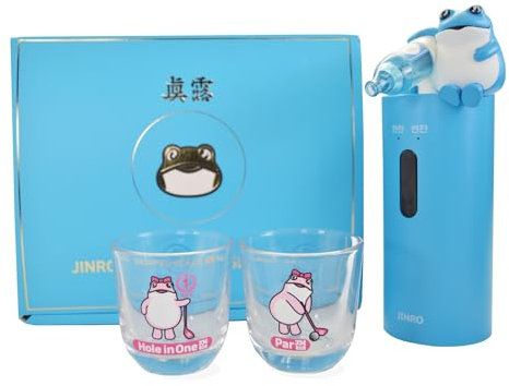 Jinro Soju Dispenser with 2pcs of Soju Glasses, Automatic Drink Dispenser, Touchless, Classic Soju Brand Merch, Korean Soju, Funny Gifts, Silicone Tube 2 Sizes, C-Type Charging [Official License]