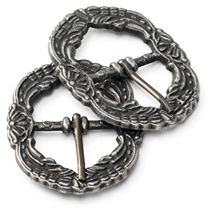 Schöneberger Trachten 2x oder 4x Hosenträger Schnalle Antik für Hosenträger Trachtenhosen & Lederhosen aus Metall (Silber-Antik, 2x)