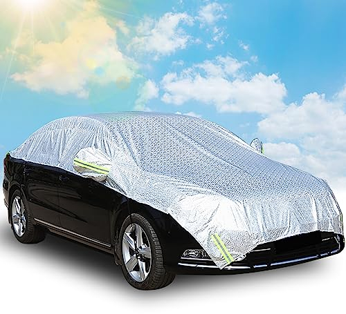 Teloni Auto, 5,3m*2,45m Mezza Copertura Auto, Copertura Auto Mezza Copertura Garage Impermeabile, Copertura Parabrezza Antipolvere Copertura Auto Con Ganci E Cinghie Adatto Per Auto, SUV