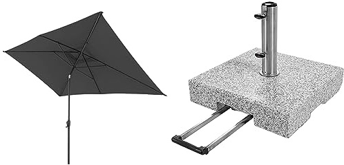 Doppler Sonnenschirm Jack 300x200 Dunkelgrau Granit-Sonnenschirmständer mit Ausziehgriff 72kg