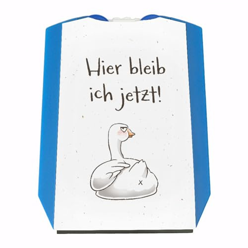 speecheese Gilbert die Gans Parkscheibe mit Spruch Hier bleib ich jetzt eine lustige Parkscheibe zum Führerschein Motiv für Männer Pechvogel Eiskratzer Spruch witzig Autozubehör Miesepeter