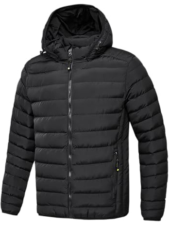 TONY BACKER Giubbotto Invernale Uomo Antivento con Cappuccio Rimovibile Regolabile e Tasche Interne ed Esterne Caldo Morbido Resistente L1202 (IT, Testo, M, Regular, Regular, Nero)
