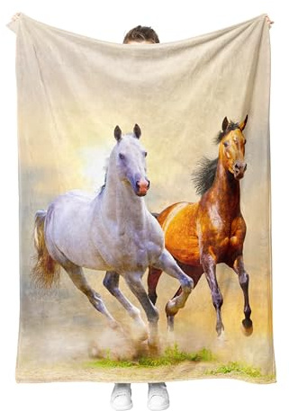 Pferd Kuscheldecke Flanell Decke Fleecedecke Flauschig Weich und Warme,3D Pferd Wohndecke Sofadecke Couchdecke Für Teens Erwachsene,Rustikale Landstil Für Bett Couch (Style 2, 130x150 cm)